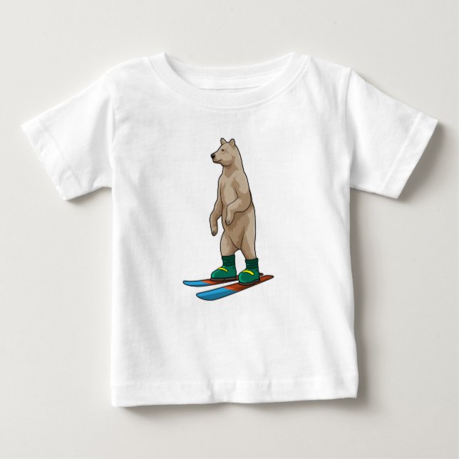 Bear as Skier with Ski Baby T-Shirt (Front)