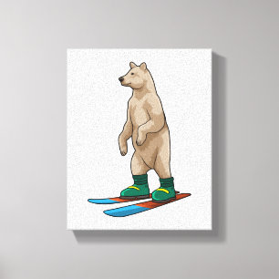 Bear as Skier with Ski Canvas Print