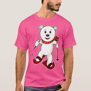 Bear as Skier with Skis Ski poles T-Shirt