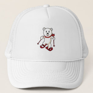 Bear as Skier with Skis & Ski poles Trucker Hat