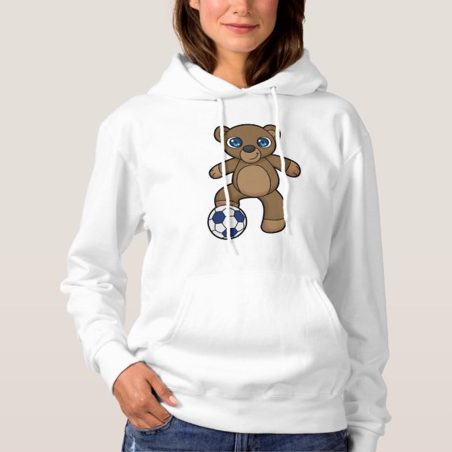 Bear as Soccer player with Soccer ball Hoodie (Front)