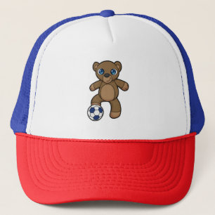Bear as Soccer player with Soccer ball Trucker Hat