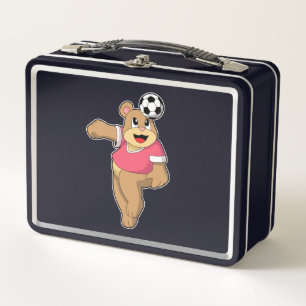 Bear as Soccer player with Soccer.PNG Metal Lunch Box