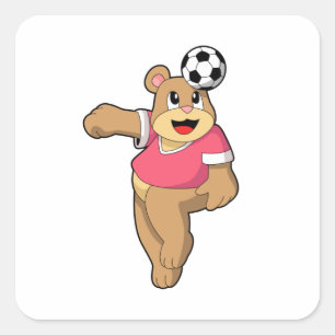 Bear as Soccer player with Soccer.PNG Square Sticker