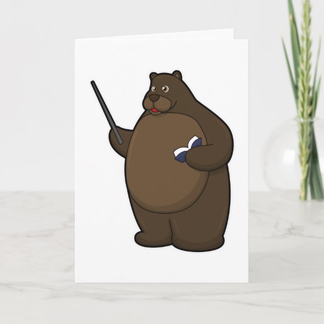 Bear as Teacher with Book & Pointer Card (Front)