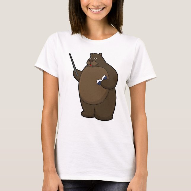 Bear as Teacher with Book & Pointer T-Shirt (Front)