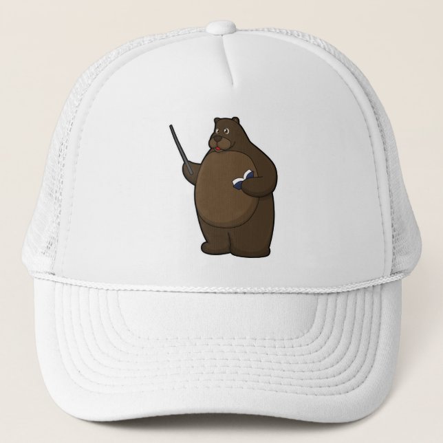 Bear as Teacher with Book & Pointer Trucker Hat (Front)