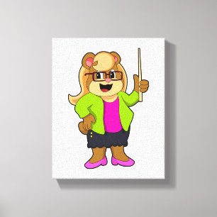 Bear as Teacher with Glasses Canvas Print