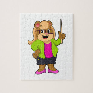 Bear as Teacher with Glasses Jigsaw Puzzle