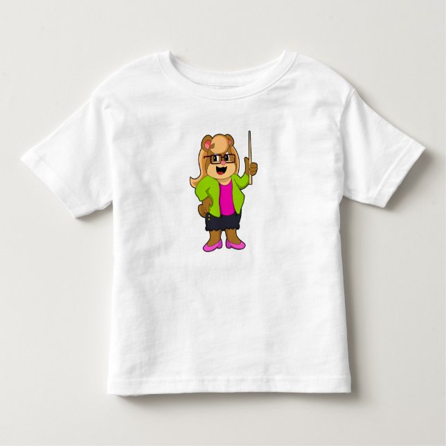 Bear as Teacher with Glasses Toddler T-Shirt (Front)