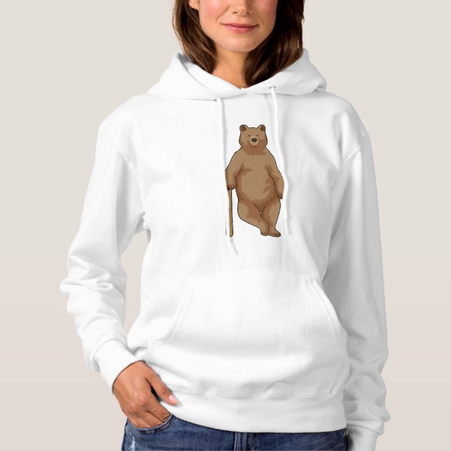 Bear at Baseball with Baseball bat Hoodie (Front)