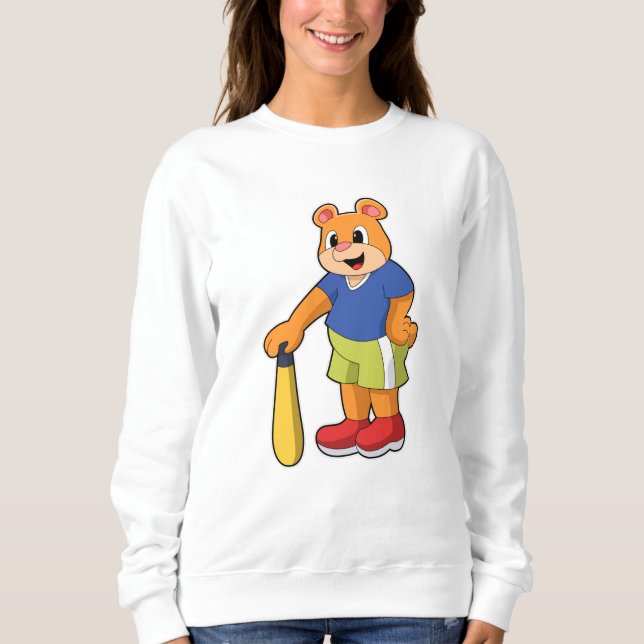 Bear at Baseball with Baseball bat Sweatshirt (Front)