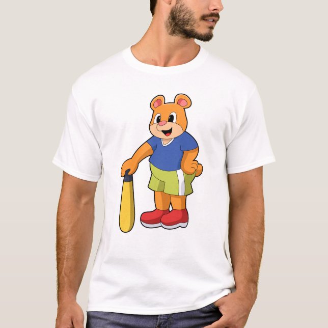 Bear at Baseball with Baseball bat T-Shirt (Front)