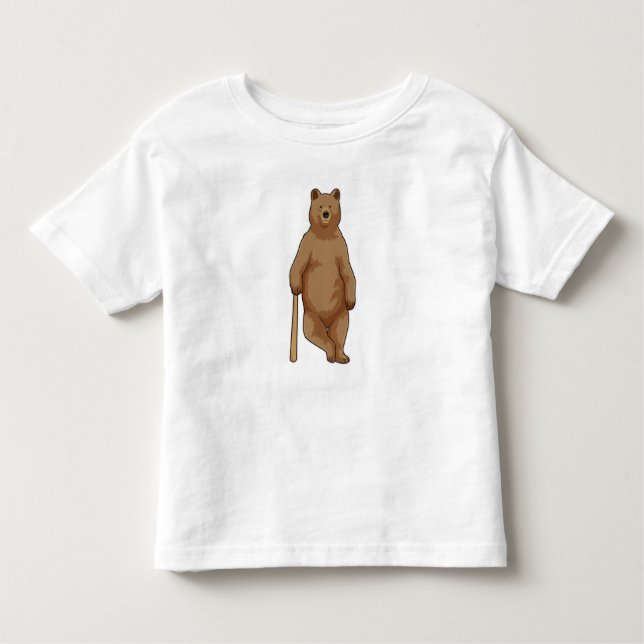 Bear at Baseball with Baseball bat Toddler T-Shirt (Front)