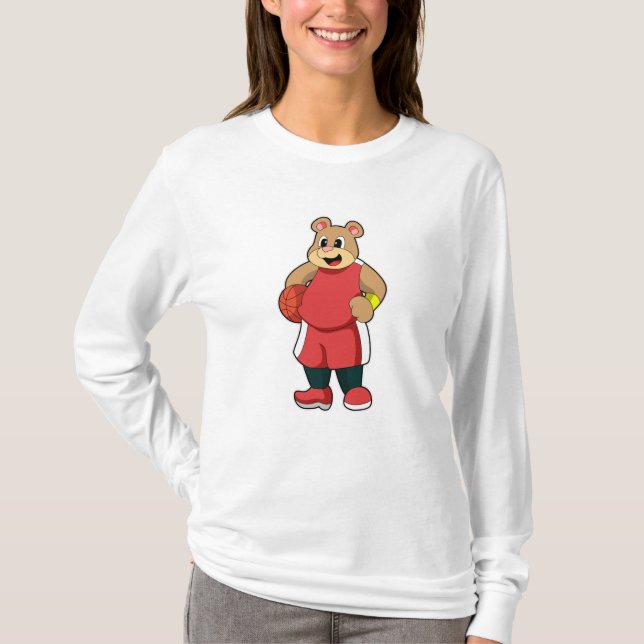 Bear at Basketball Sports T-Shirt (Front)