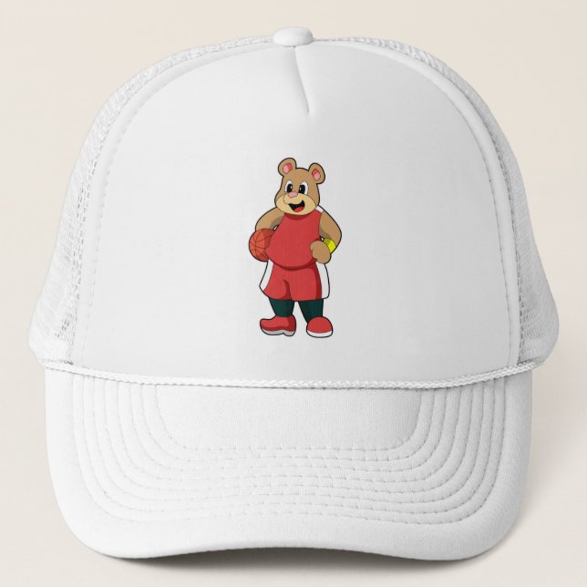 Bear at Basketball Sports Trucker Hat (Front)