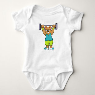 Bear at Bodybuilding with Barbell Baby Bodysuit