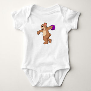 Bear at Bowling with Bowling ball Baby Bodysuit