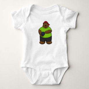 Bear at Bowling with Bowling ball Baby Bodysuit
