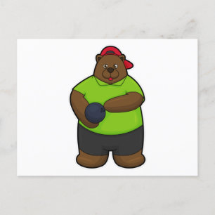 Bear at Bowling with Bowling ball Postcard