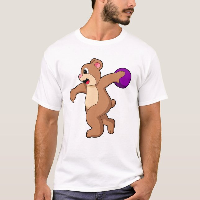 Bear at Bowling with Bowling ball T-Shirt (Front)