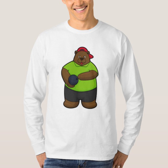 Bear at Bowling with Bowling ball T-Shirt (Front)