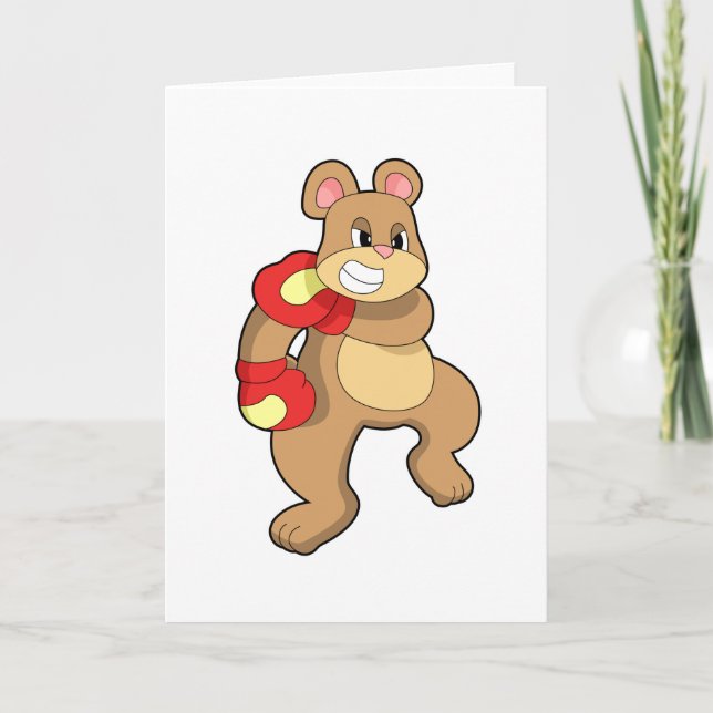 Bear at Boxing with Boxing gloves Card (Front)