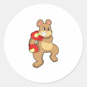 Bear at Boxing with Boxing gloves Classic Round Sticker
