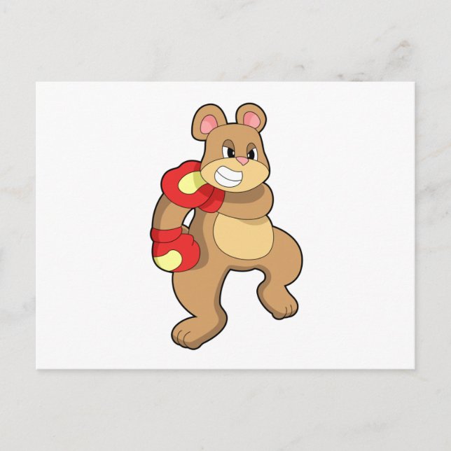 Bear at Boxing with Boxing gloves Postcard (Front)