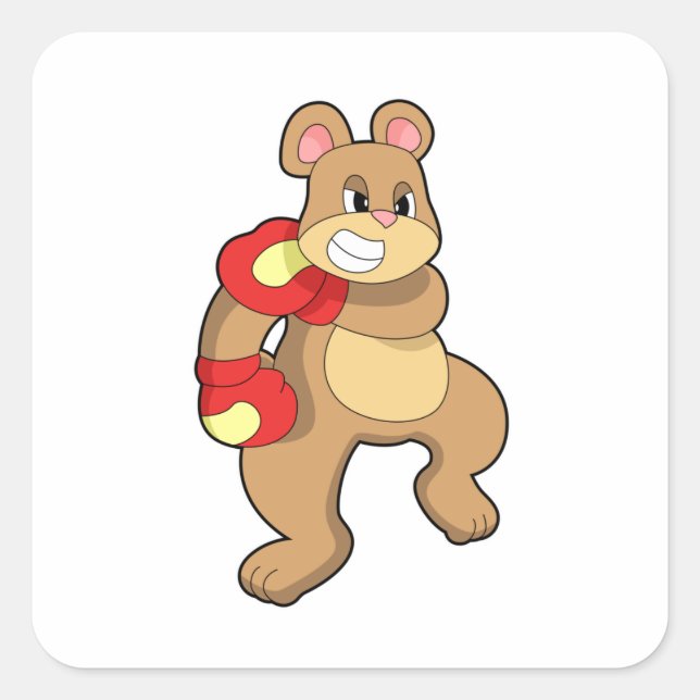 Bear at Boxing with Boxing gloves Square Sticker (Front)