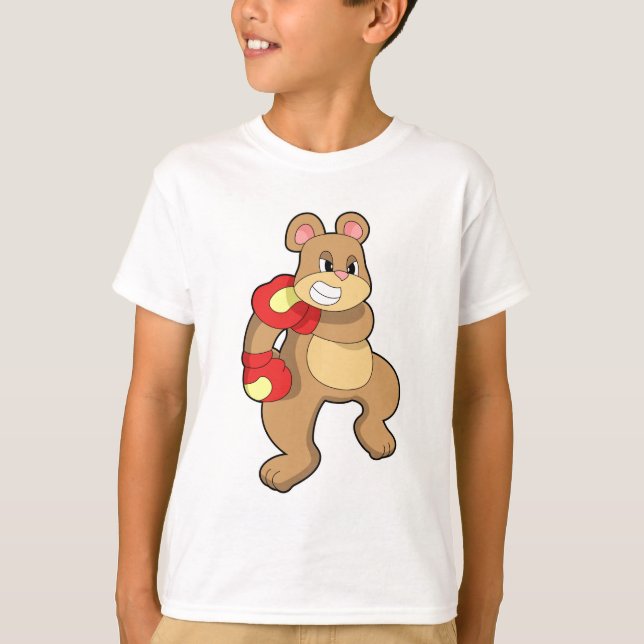Bear at Boxing with Boxing gloves T-Shirt (Front)