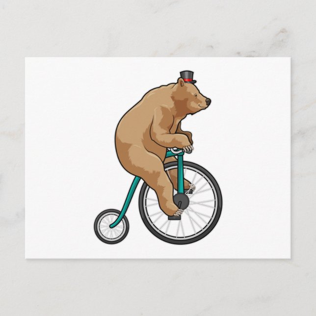 Bear at Circus with Bicycle Postcard (Front)