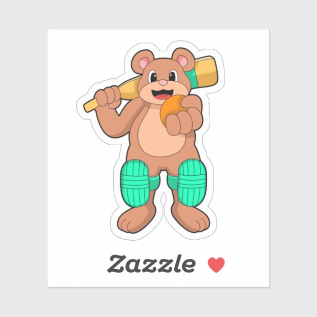Bear at Cricket with Cricket bat (Sheet)