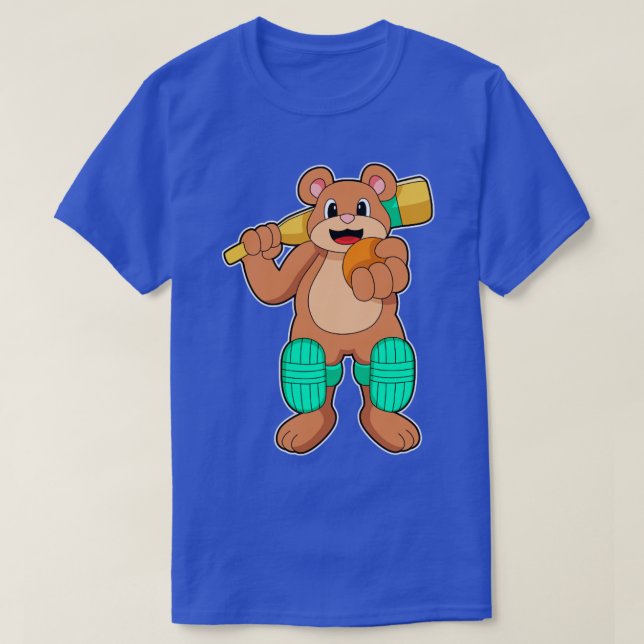 Bear at Cricket with Cricket bat1  T-Shirt (Design Front)
