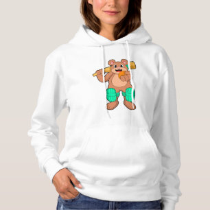 Bear at Cricket with Cricket bat Hoodie