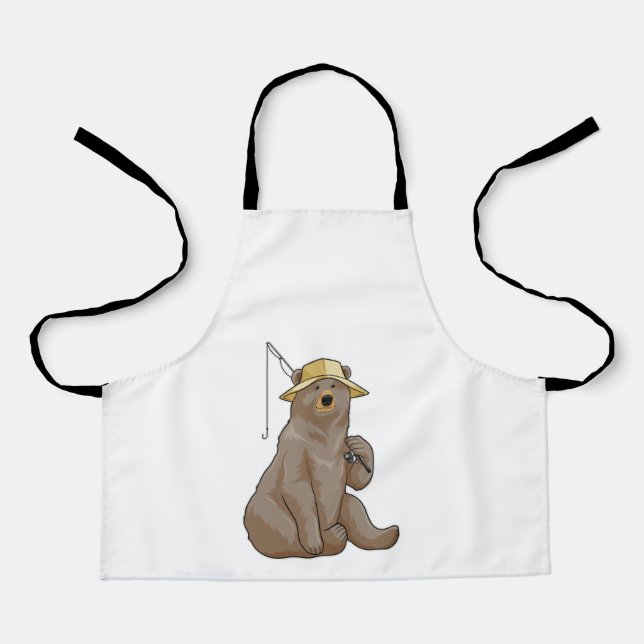 Bear at Fishing with Fishing rod Apron (Front)