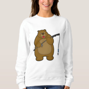 Bear at Fishing with Fishing rod & Fish Sweatshirt
