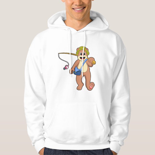 Bear at Fishing with Fishing rod Hoodie (Front)