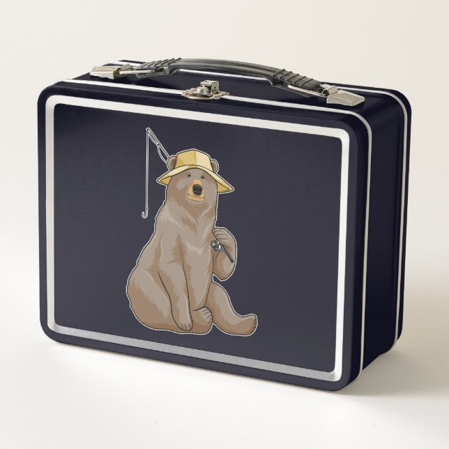 Bear at Fishing with Fishing rod Metal Lunch Box (Front)