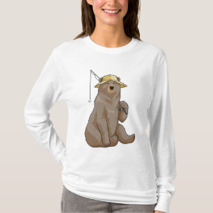 Bear at Fishing with Fishing rod T-Shirt