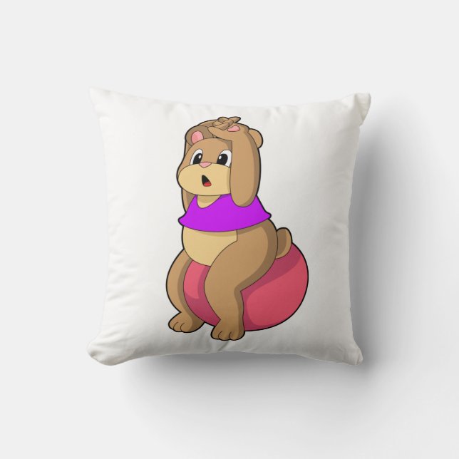 Bear at Fitness with Exercise ball.PNG Cushion (Front)