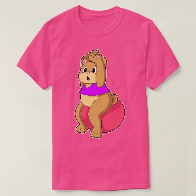 Bear at Fitness with Exercise ball T-Shirt (Design Front)