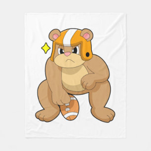 Bear at Football Sports Fleece Blanket