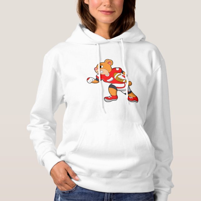 Bear at Football Sports Hoodie (Front)