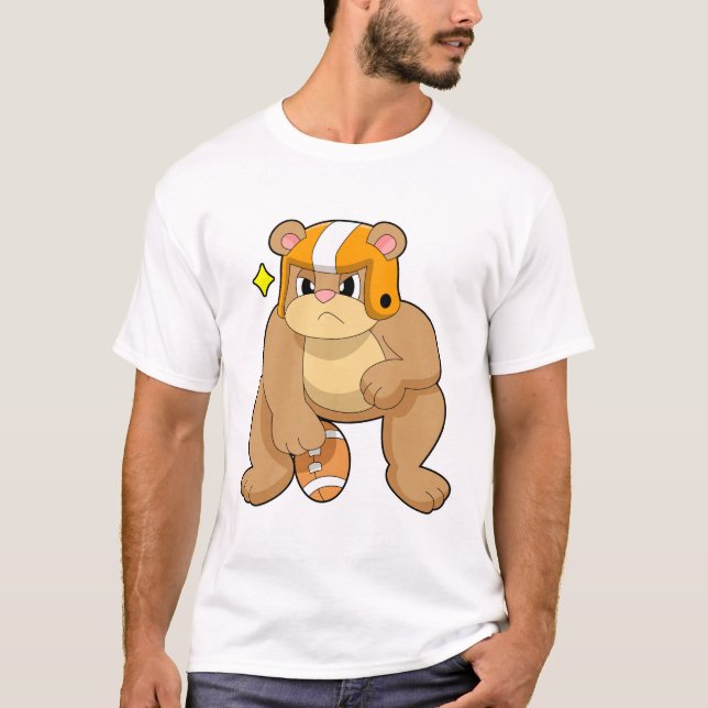 Bear at Football Sports T-Shirt (Front)
