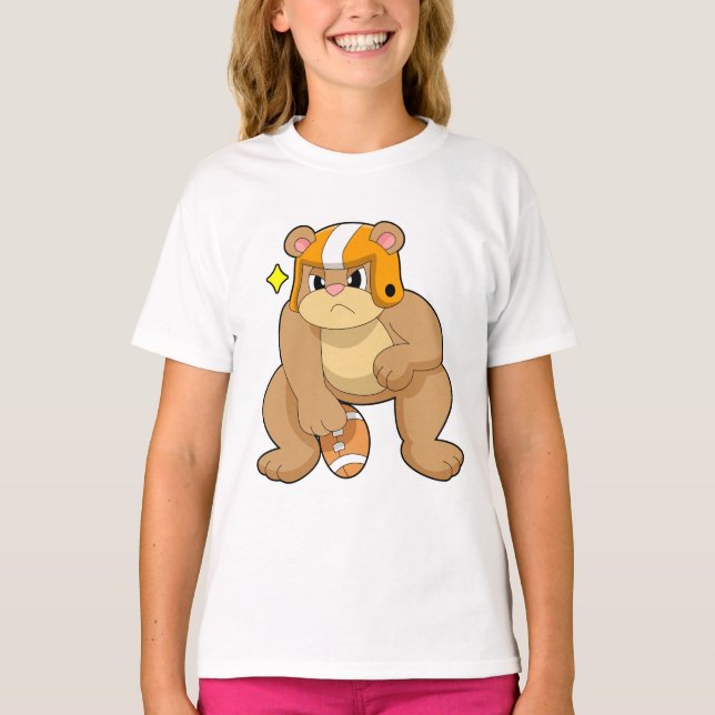 Bear at Football Sports T-Shirt (Front)