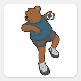 Bear at Handball player with Handball Square Sticker