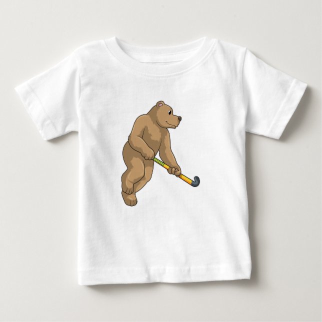 Bear at Hockey with Hockey bat Baby T-Shirt (Front)