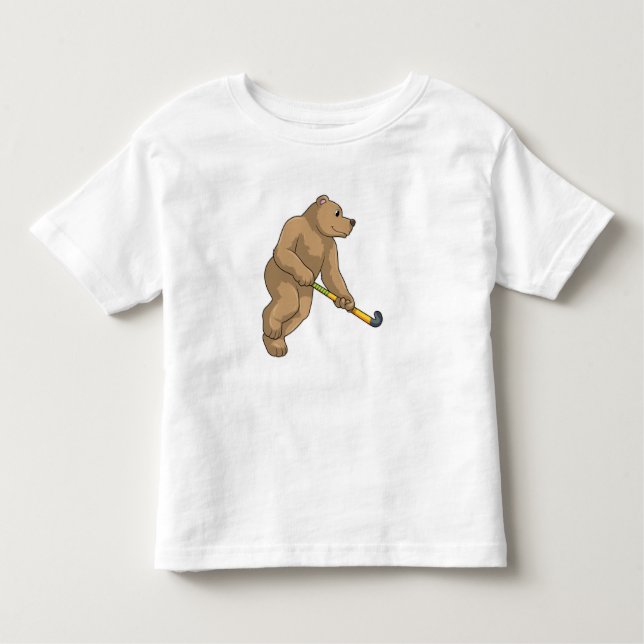 Bear at Hockey with Hockey bat Toddler T-Shirt (Front)