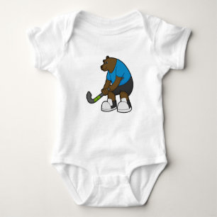 Bear at Hockey with Hockey stick Baby Bodysuit